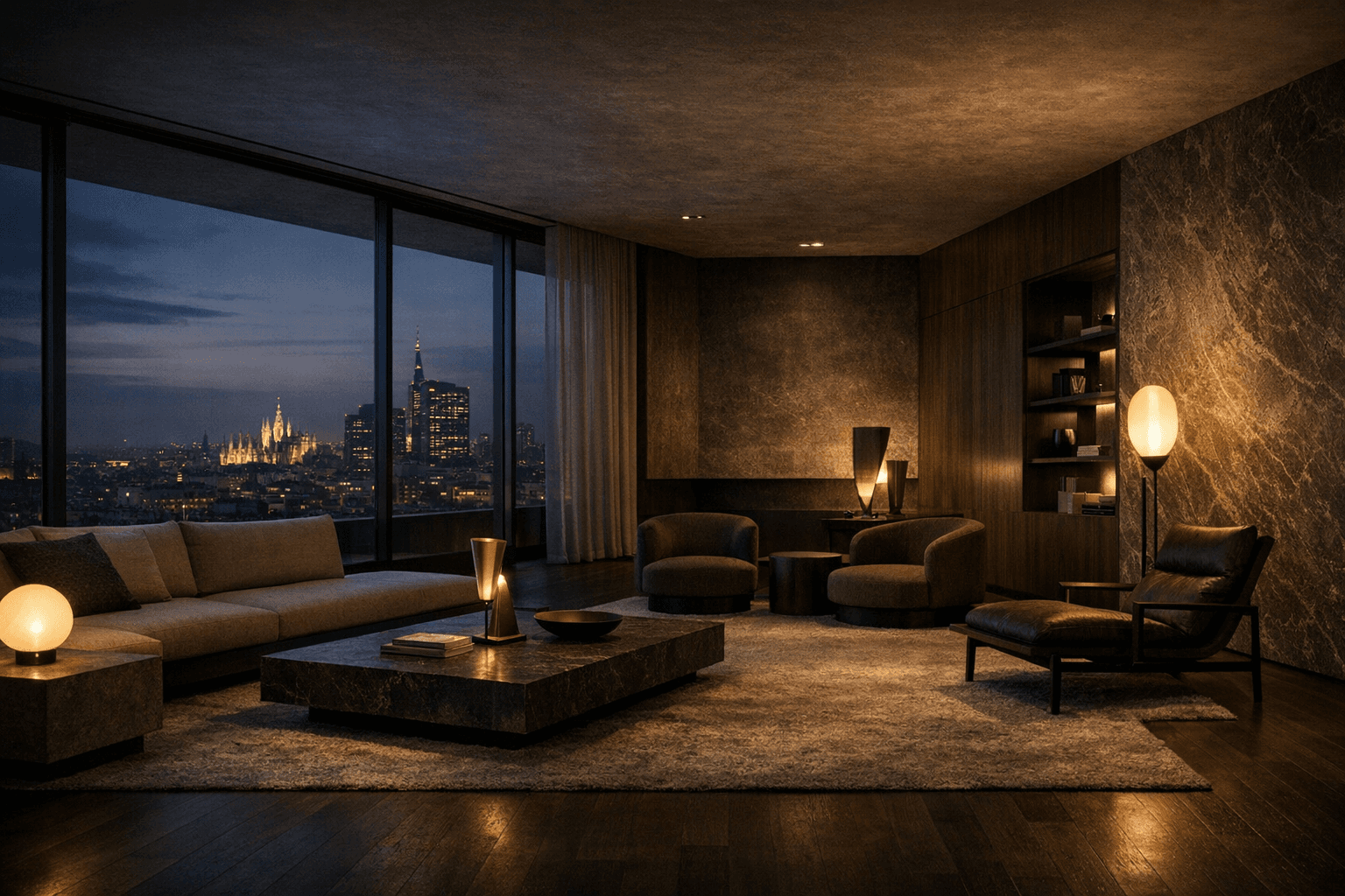 Interno cinematografico di un appartamento a Milano