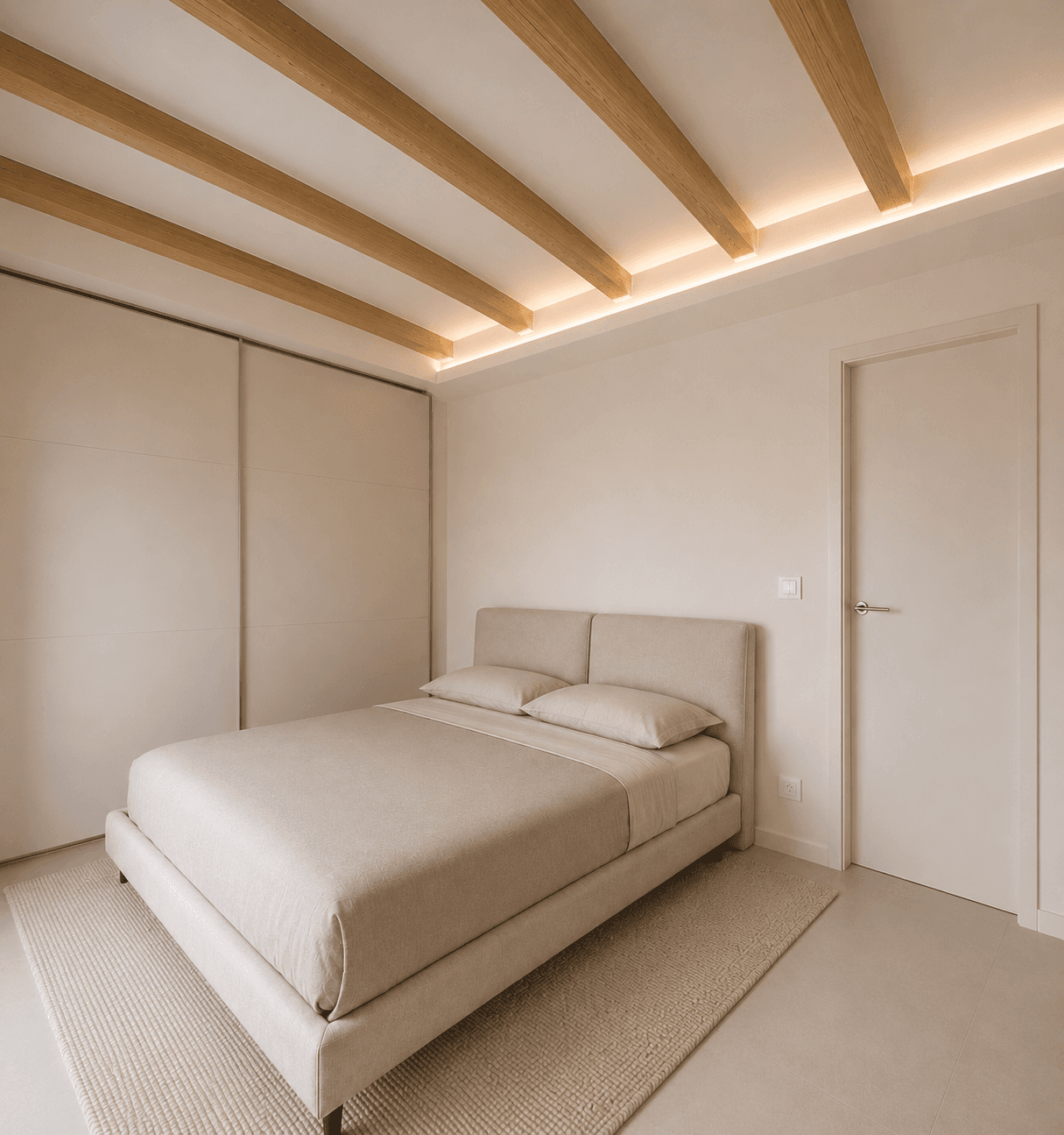Render di progetto della camera dell’Appartamento 1
