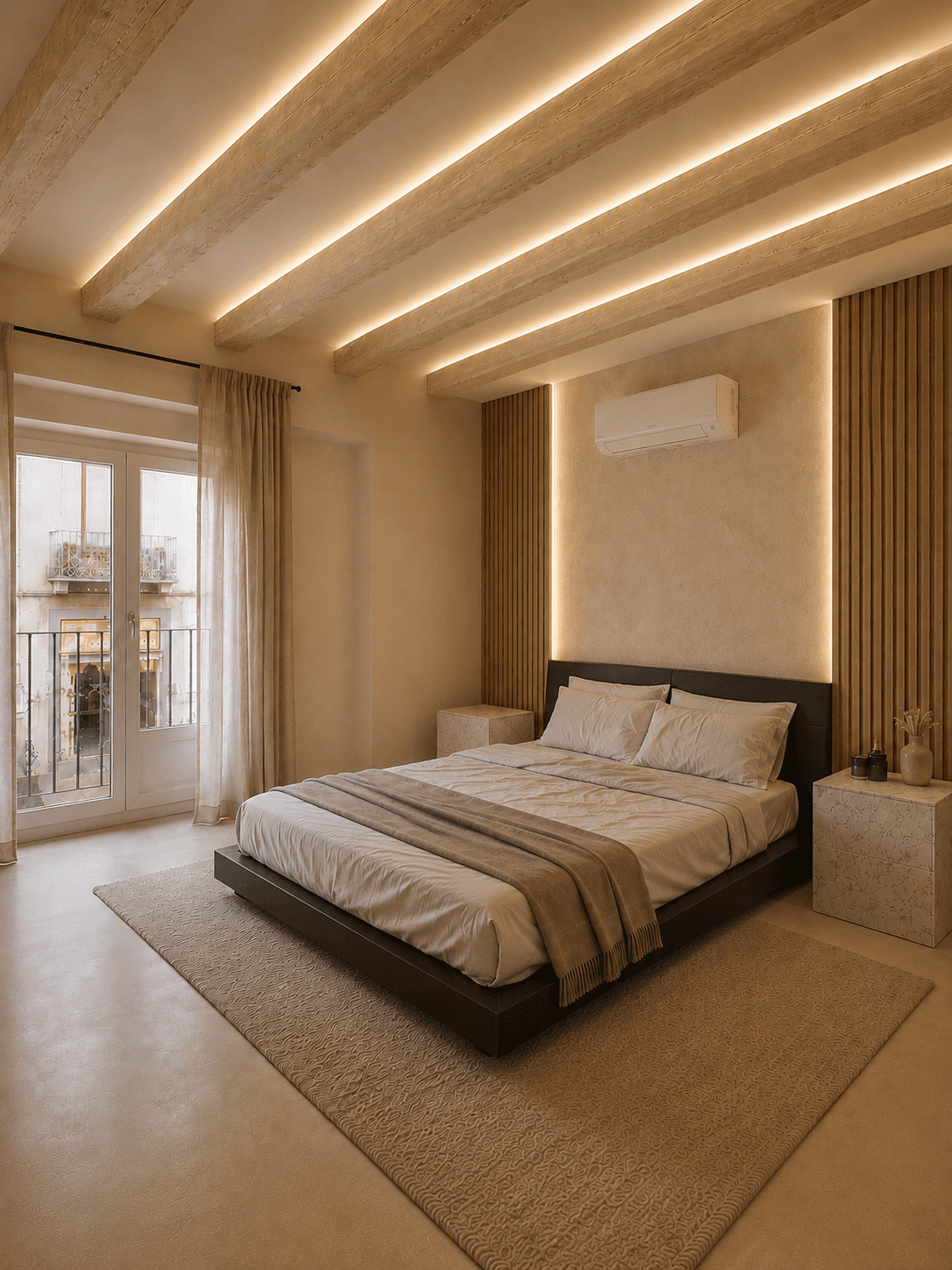 Render di progetto della camera dell’Appartamento 2